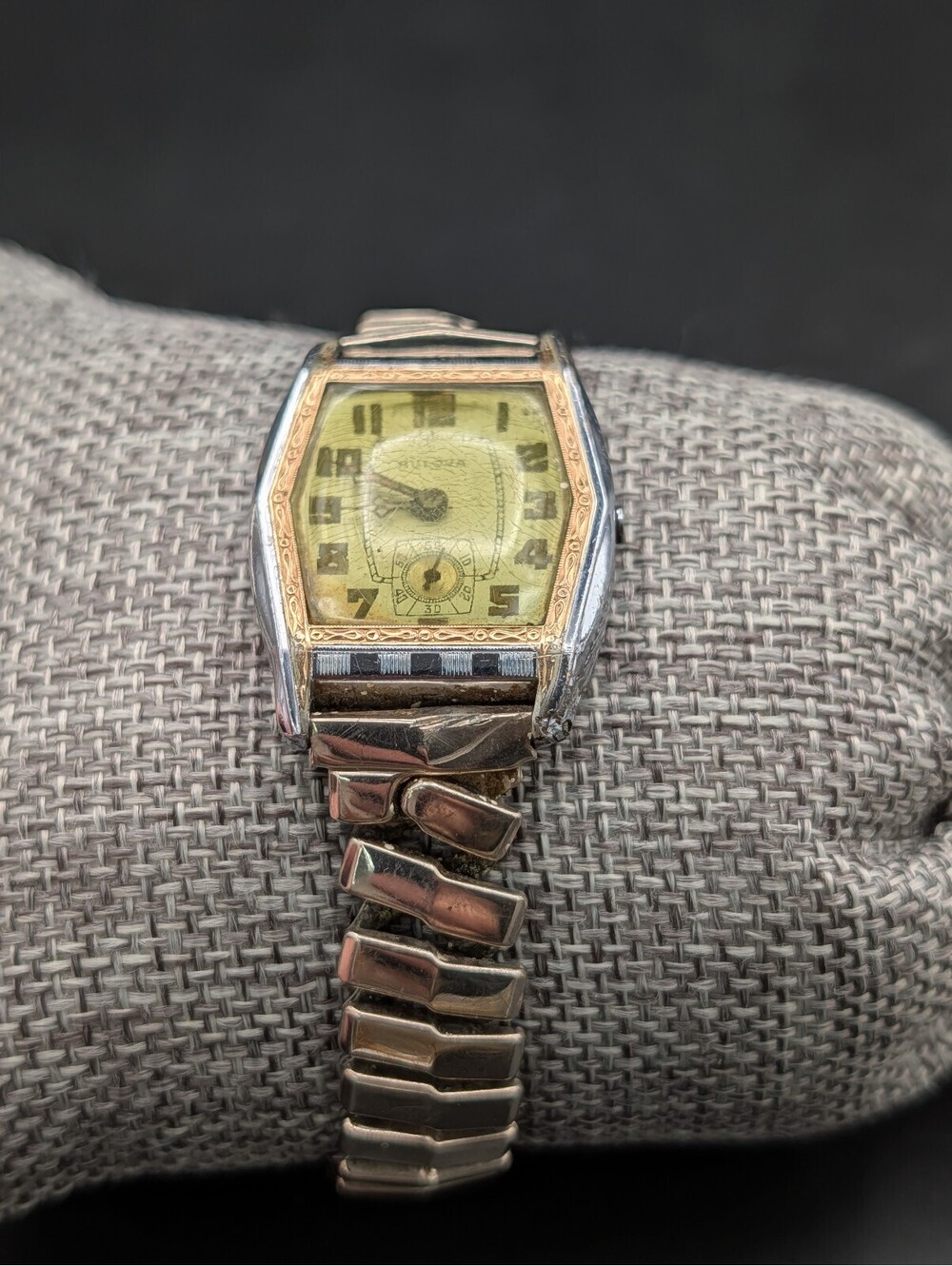 Vintage 1920s Art Deco Bulova 10AN 14K Gold Filled Two Tone Mens Watch For Parts